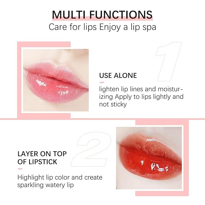 Hydrating Lip Glow Oil-Lip care oil- Lip Oil Tinted for Lip Care and Dry Lips-Prevents Dry Cracked-Non-sticky Big Brush Head-Lip Plumping -Lip Oil gloss tinted-000#CLEAR-Velvo Beauty