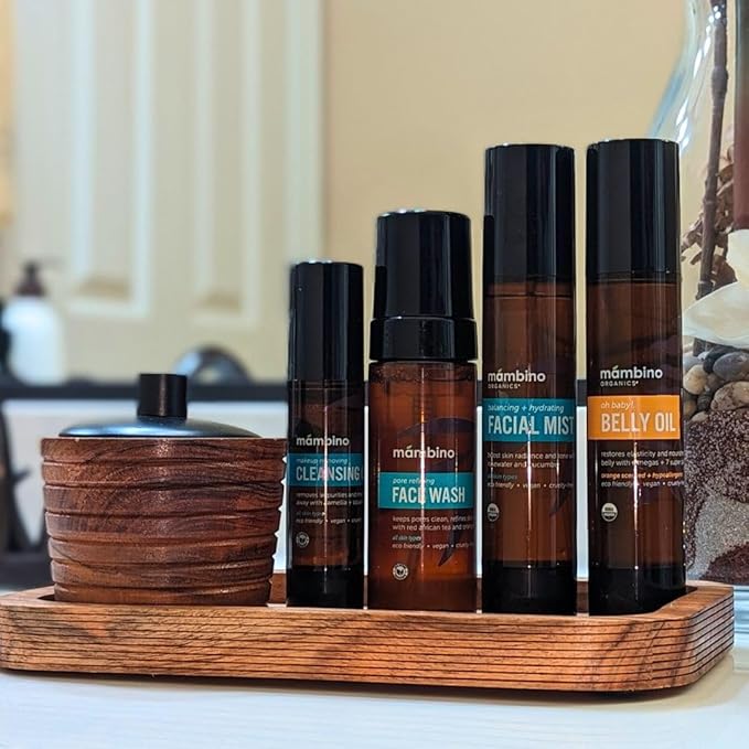 Third Trimester Set – All Natural Skincare Pregnancy Gift Box – Anti-stretch mark Belly Oil, Rose Facial Mist, Cleansing Oil, Face Wash - Mambino Organics-Velvo Beauty