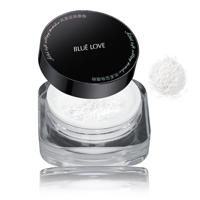 BLUE LOVE Setting Powder Makeup for Oily Skin, Oil Control Smooth Face Makeup Powder Foundation, Waterproof Setting Powder Compact, Oil Control Face Pressed Loose Powder(Transparent)-Velvo Beauty