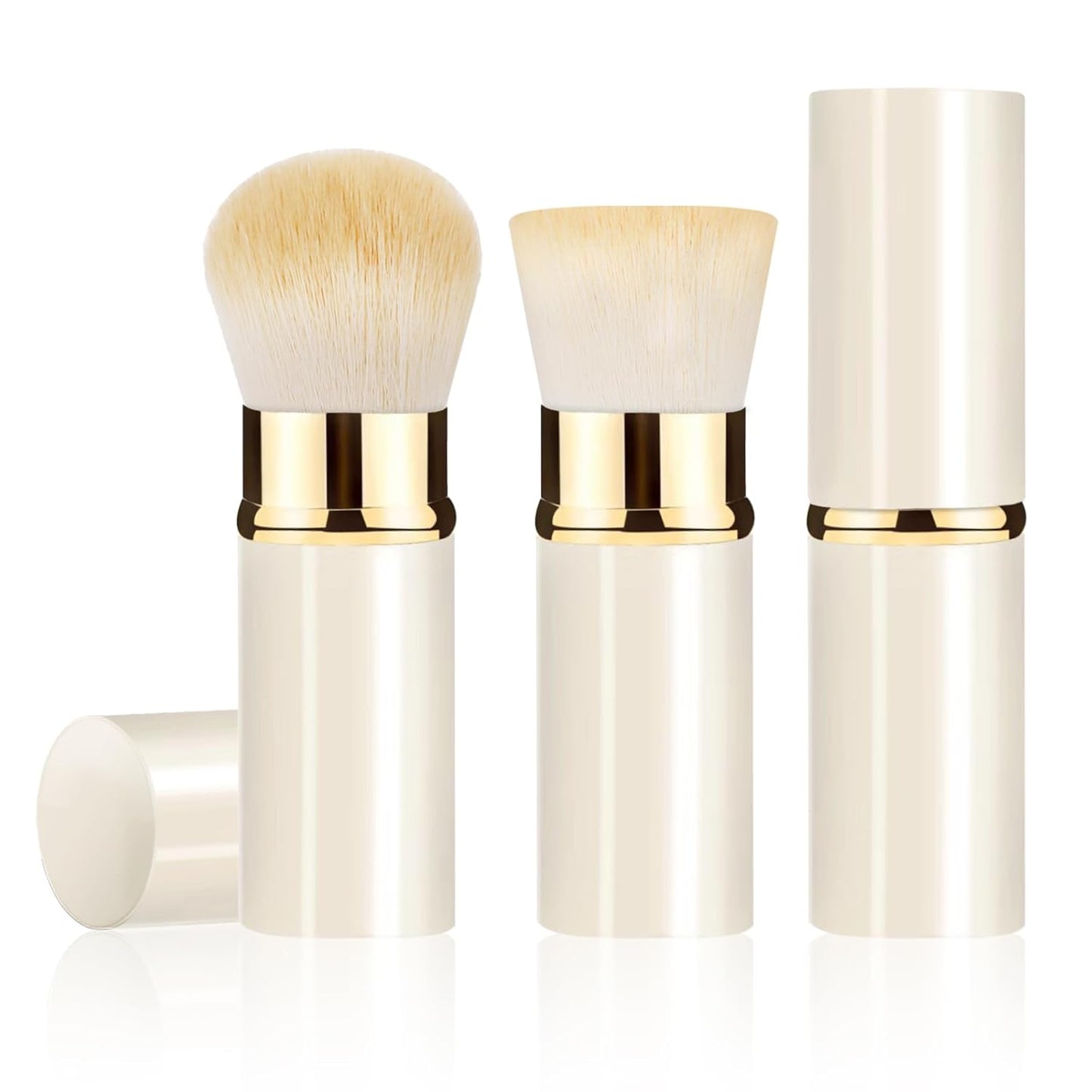 Retractable Kabuki Makeup Brush 2 Pack, Travel Powder Foundation Makeup Brush Face Blush Brushes for Blending Liquid, Blush, Bronzer, Buffing, Sunscreen,Flawless Cosmetics-Velvo Beauty