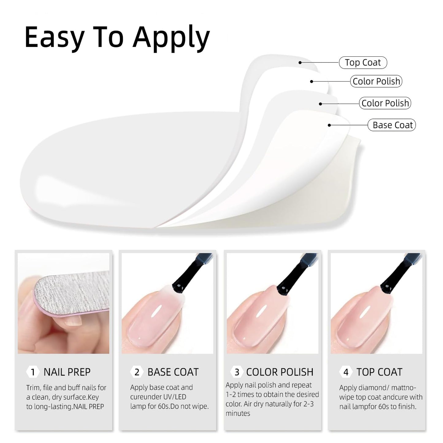 Major Dijit Base and Top Coat Nail Polish Set, 2Pcs No Wipe Shiny Top Coat for Fingernail Air Dry Clear Nail Polish Long Lasting Nail Protective DIY at Home (Base Coat Shiny Top Coat, 10 ML)-Velvo Beauty