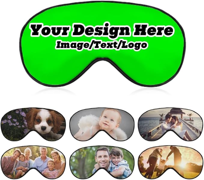 Custom Eye Mask Design Your Own Personalized Eye Shade Add Your Image Text Logo Light and Easy to Carry Effective Shadin Adjustable, Lime, 8.1"x4.1"-Velvo Beauty