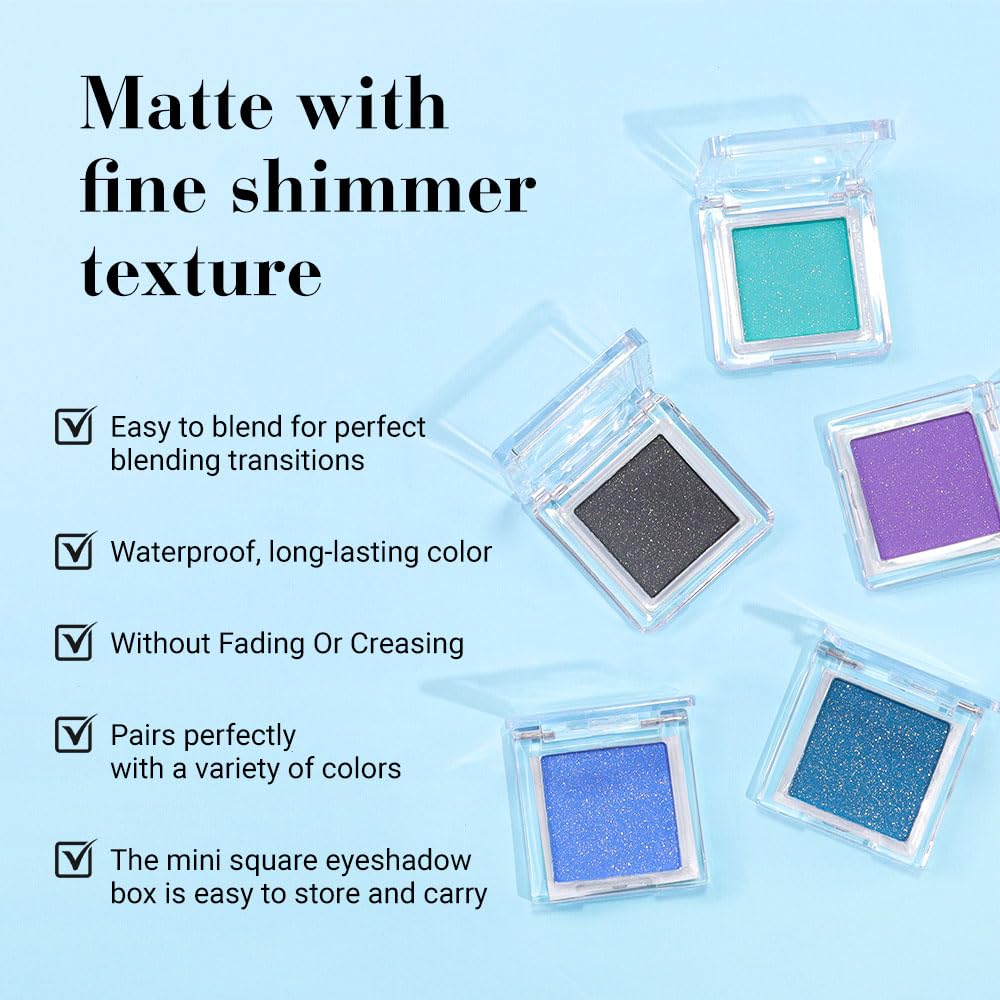 Shimmer Single Eye Shadow Palette Makeup, Mint Green Shimmer Monochrome Eyeshadow Halloween Birthday Party Wear For Green Blue Eye, Pigmented Waterproof Sombras Para Ojos-Velvo Beauty