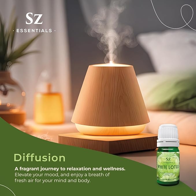 White Lotus 100% Pure, Essential Natural Oil - Extracted from Nymphaea Lotus - Rich & Sweet Scent, with Exotic Floral Overtones - Therapeutic Grade & Vegan - 0.17 fl oz (5ml)-Velvo Beauty