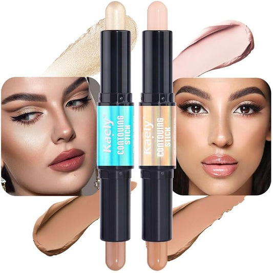 evpct 2in1 Face Shaping & Contouring Stick Cream Contour Concealer Bronzer Stick Makeup Kit for Face Highlighter Makeup Stick contorno maquillaje de maquillaje, NEW Universal Light + ORIGINAL Medium-Velvo Beauty