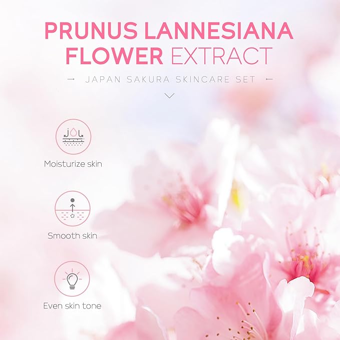 Skin Care Set JAPAN SAKURA Women Beauty Gift Sets Skin Care Kit with Cleanser, Toner, Serum, Eye Cream, Face Cream Travel Kit for Women Teen Girls Mom Daughter Birthday TSA-friendly Sizes 5pcs-Velvo Beauty