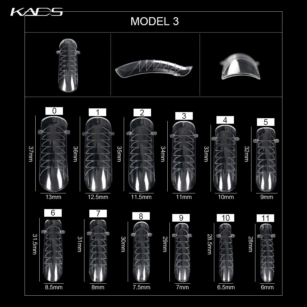KADS 120PCS Clear Full Cover Dual Nail System Form UV Gel Acrylic Nail Art Mold Artificial Nail Tips with Scale for Extension (MODEL 3)-Velvo Beauty