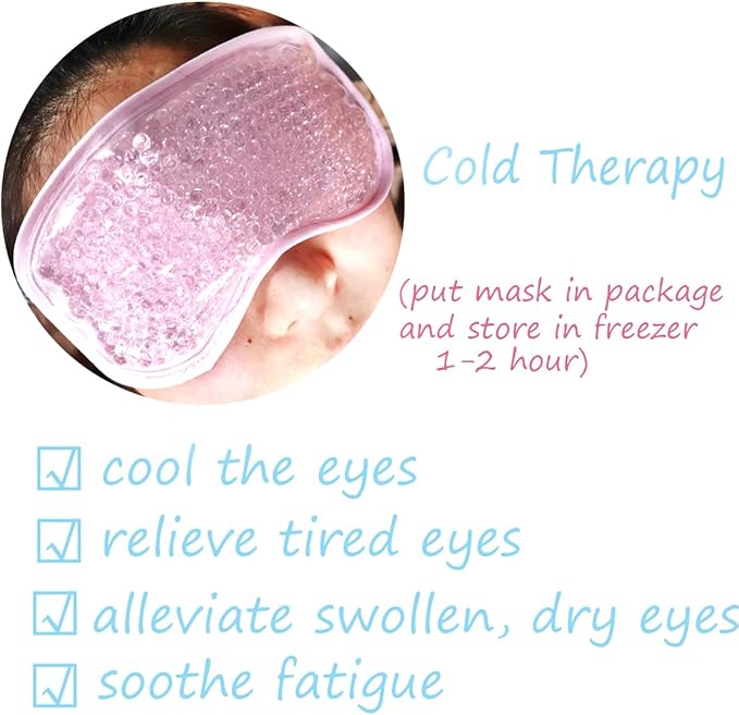 Gel Gel Eye Mask, Cooling Eye Mask Reusable Eye Ice Pack Under Eye Patches, Eye Hot Cold Treatment Pack for Redness, Pain Relief and Eye Relax (Pink - 2count)-Velvo Beauty