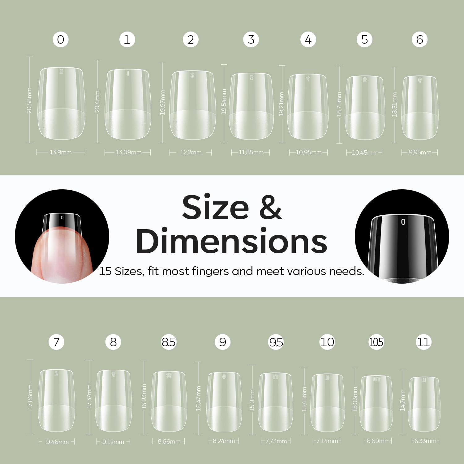 Modelones Short Square Fake Nail Tips - 510Pcs Gel Tips Pre-shaped Half Matte Full Cover Clear Acrylic Gel Kit False Press on Nails for Extension DIY Salon 15Sizes-Velvo Beauty