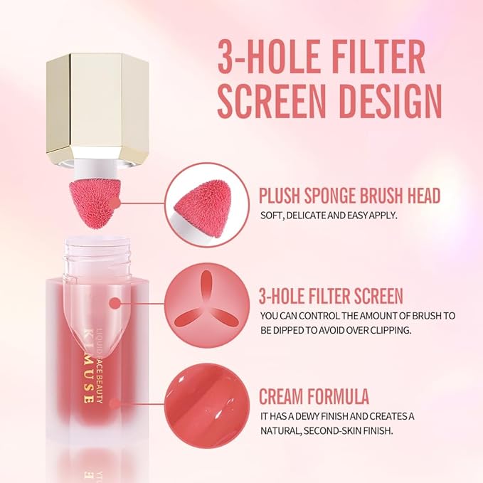 KIMUSE Soft Cream Blush Makeup, Liquid Blush for Cheeks, Weightless, Long-Wearing, Smudge Proof, Natural-Looking, Dewy Finish-Velvo Beauty