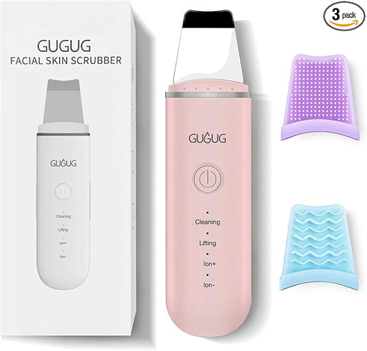 GUGUG Skin Scrubber Face Spatula Skin Spatula Pore Cleaner Blackhead Remover Tools for Facial Deep Cleansing-4 Modes, Pink-Velvo Beauty