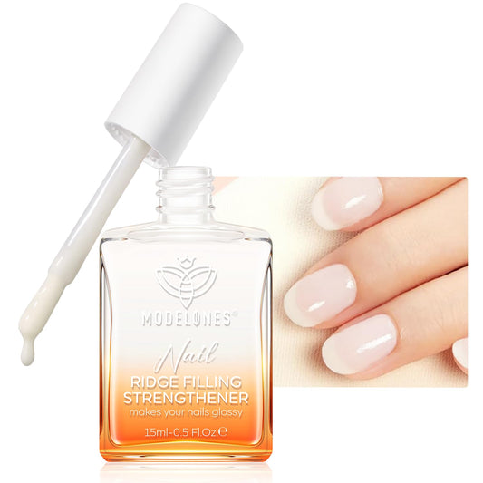 modelones Nail Strengthener Milky White Nail Polish Nails Repair for Damaged Nails Growth and Strentgthener Ridge Filler for Nail Strengthening Polish 15ml-Velvo Beauty