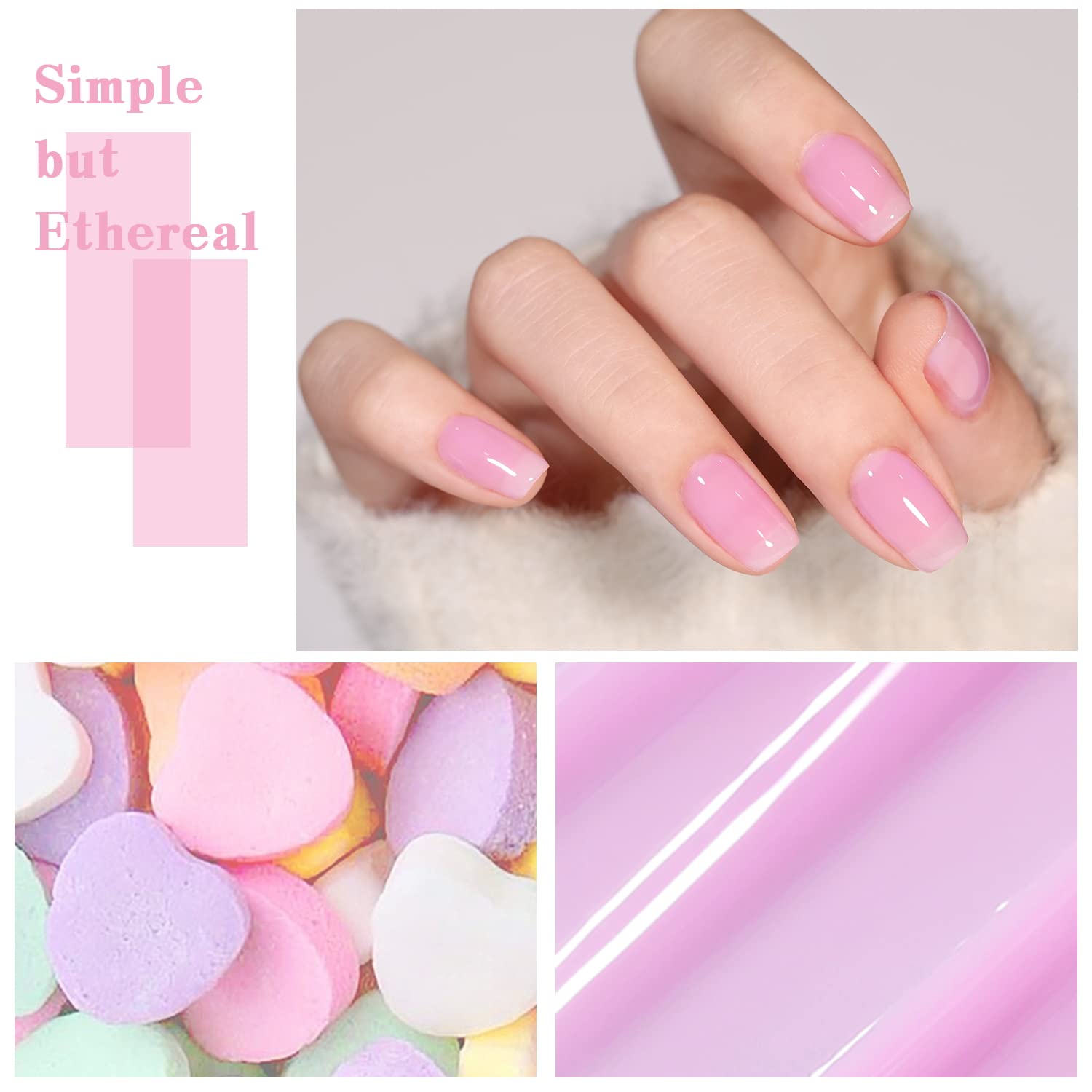 Jelly-Pastel Gel Nail Polish Set - 10 Pcs Pink Nude Gel Polish Set with Summer Yellow Blue Colors - DIY Soak Off Nail Lamp - Easter Decoration Gifts for Women - Manicure Kit-Velvo Beauty