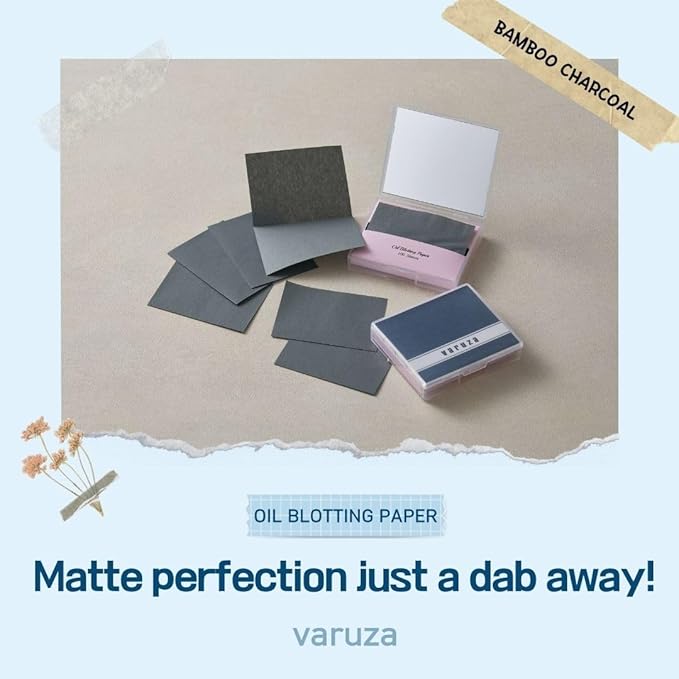 [600 Counts Refills Only] Natural Bamboo Charcoal Oil Blotting Sheets for Face with Mirror Case and Refills-Velvo Beauty