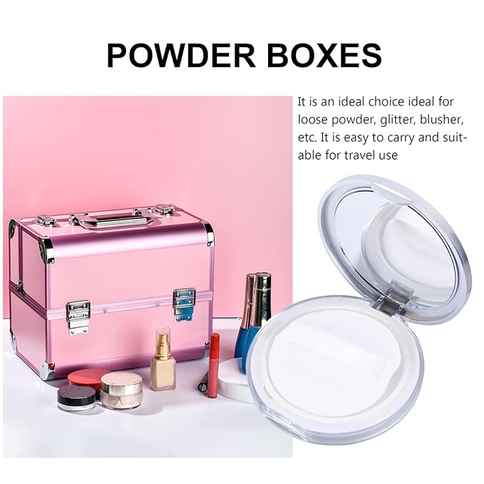 Artibetter Empty Reusable Powder Box 2pcs Loose Powder Containers with Elasticated Net Sifter, Mirror and Puff 5g Loose Powder Compact Case Air Cushion Case for DIY Makeup and Travel ( ) Travel Powder-Velvo Beauty