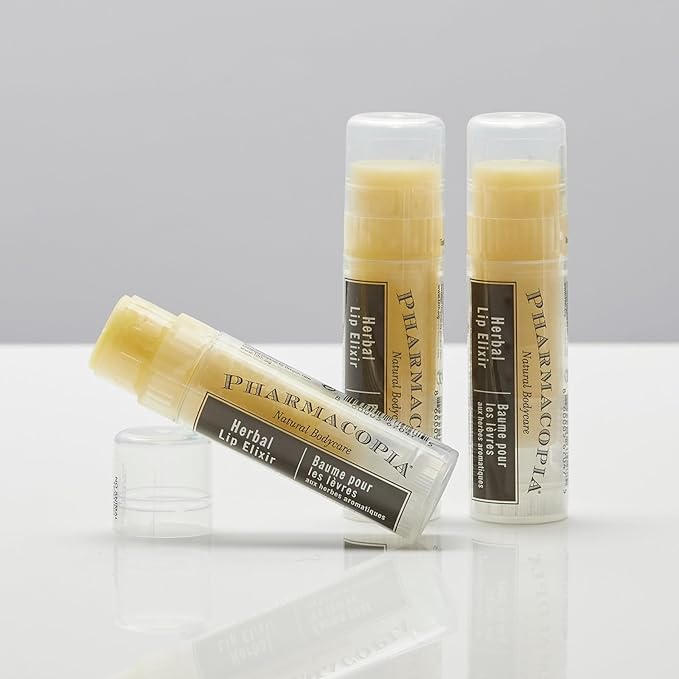 Pharmacopia Chamomile Tangerine Vegan Lip Elixir - Nourishing Vegan Herbal Lip Balm with 100% Natural and 70% Certified Organic Ingredients, 0.25 Oz, Pack of 3-Velvo Beauty