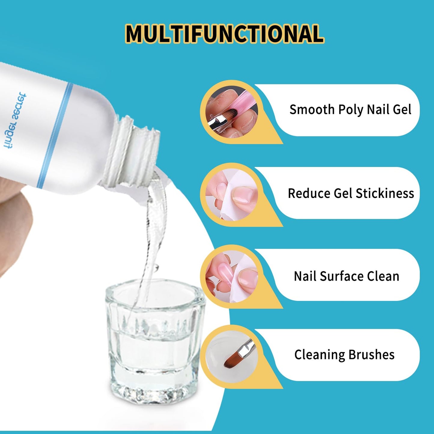 Slip Solution 4Fl.Oz Slip Solution Nail Extension Gel Liquid Slip Solution for Poly Gel Nails with Brush Spatula Glass Cup Nail Cleaning pads Gel Cleanser for Nails-Velvo Beauty