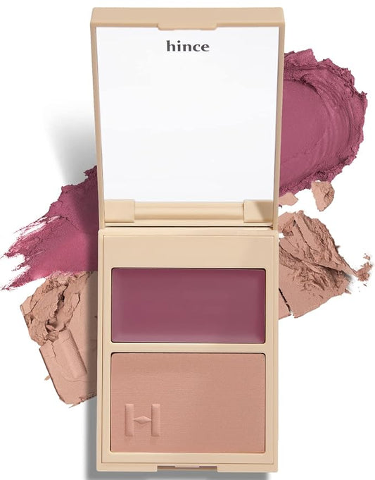 hince True Dimension Layering Cheek - Cream & Pressed Powder 2 Different Shades & Textures - Silky Seamless Long Lasting Blush Makeup - Muted Beige & Elegant Rose Beige (1, REFINEMENT, L004)-Velvo Beauty