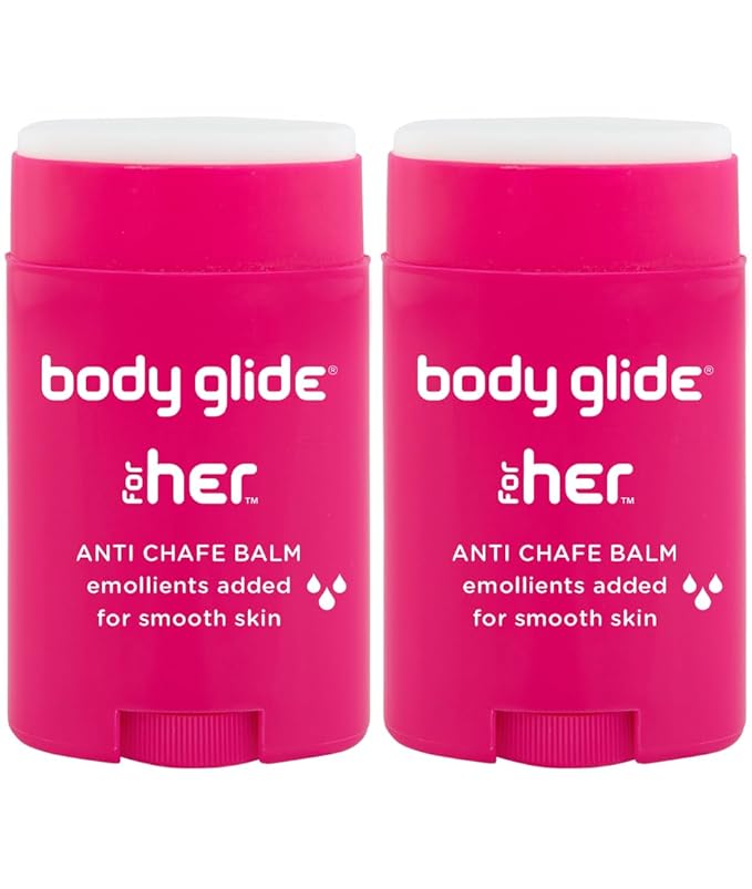 Body Glide For Her Anti Chafe Balm | Chafing stick with added emollients | Great for dry, sensitive skin and/or sensitive areas | Use on chest, bra, butt, groin, arm, and thigh chafing | 1.5oz-2pk-Velvo Beauty