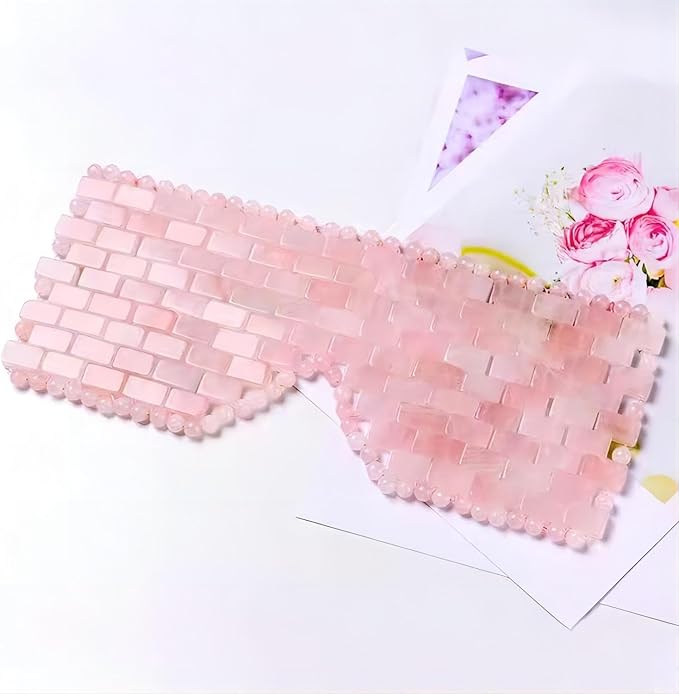 Rose Quartz Eye Mask, Jade Eye Mask 100% Natural Crystal Eye Mask, Reusable Gemstone Eye Mask Eliminate Wrinkles Puffiness Headache and Migraine Relief Hot or Cold Using-Velvo Beauty