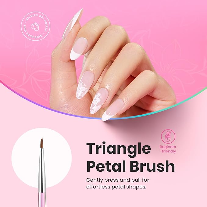 Beetles Nail Art Brushes Set for Gel Polish 3 Pcs Nail Art Design Pen and One White Painting Gel All-in-One Petal Brush Kit Flower DIY with Palette Dotting Manicure Tool Set-Velvo Beauty