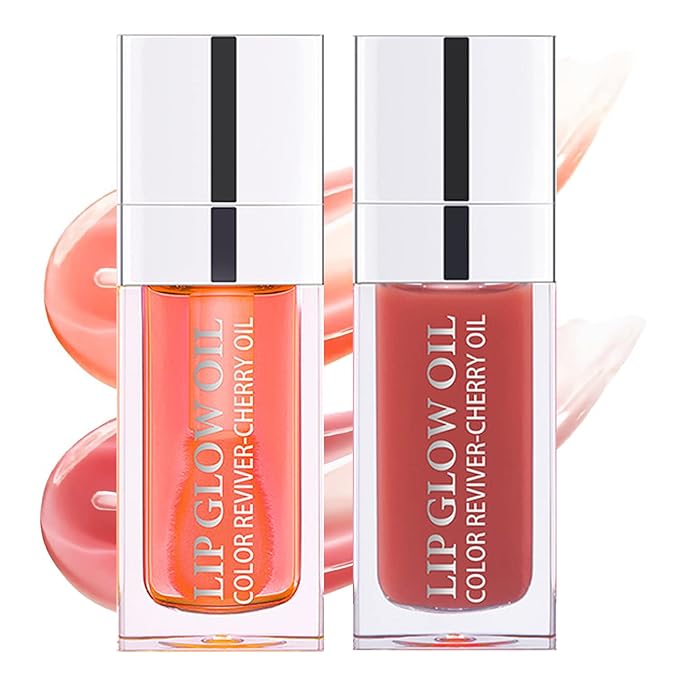 Yasovigi Hydrating Lip Oil Plumping Lip Tint Moisturizing Lip Gloss, Transparent Lip Balm Care Stick Nourishing Repairing Non-sticky, Moisture&Lighten Lip Lines (Pink + Rosewood)-Velvo Beauty