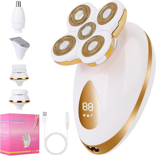 Electric Razors for Women, 5 in 1 Painless Rechargeable Dusk Shaver Womens, Women's Shavers Everything, Lady Leg/Bikini/Face Hair Removal Products, Female Wet Dry Shaving Machine