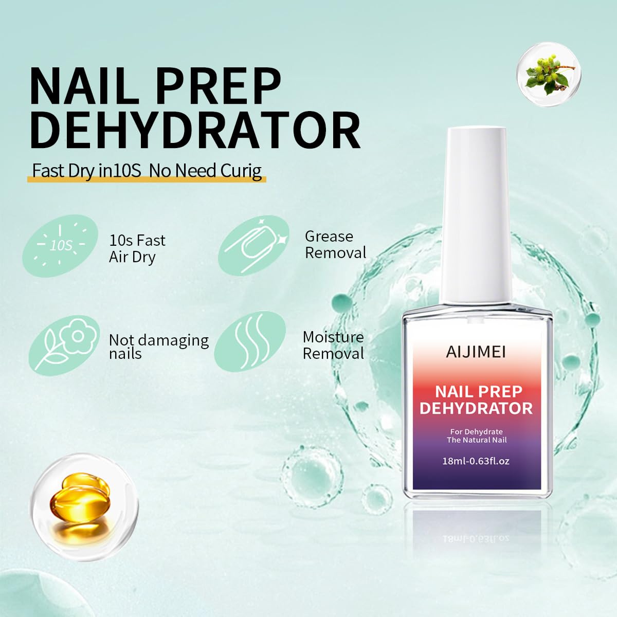 AIJIMEI Professional Natural Nail Prep Dehydration and Acid Free Primer For Acrylic False Nail Tips Bond Base Gel Nail Polish and Quick Drying Adhesive Dehydrator Set（18ml/0.63fl.oz-Velvo Beauty