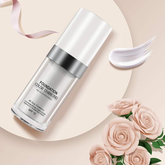30ML Flawless Colour Changing Warm Skin Tone Foundation,Naturally Blends Moisturizing foundation makeup,Long Lasting Waterproof Poreless Liquid Foundation SPF 15 for Face Makeup-Velvo Beauty