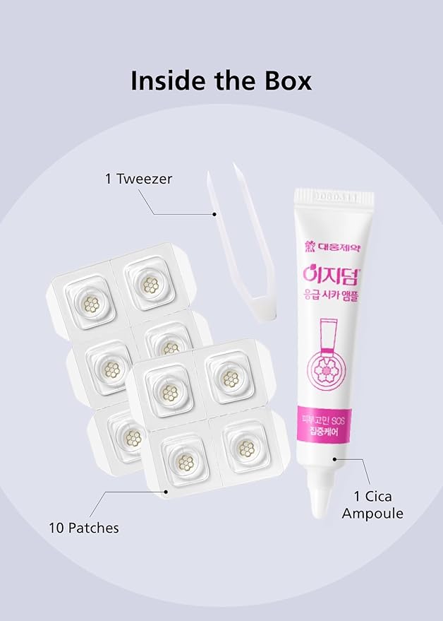 Quick Calming Magnesium Patches(20 patches) with Cica Ampoule - Intensive Care, Pimple patches, Hydrocolloid Band, Zits Spot care Overnight Home Care 2-8 hours, New boxs types-Velvo Beauty