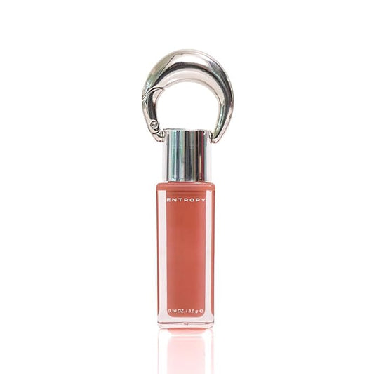 ENTROPY Makeup 2-in-1 Charm Shiny Glowy Lip & Cheek Gloss Tint Keychain, High Pigment Glossy Lip Color & Plumping Gloss, C2 Water Rose Charm-Velvo Beauty