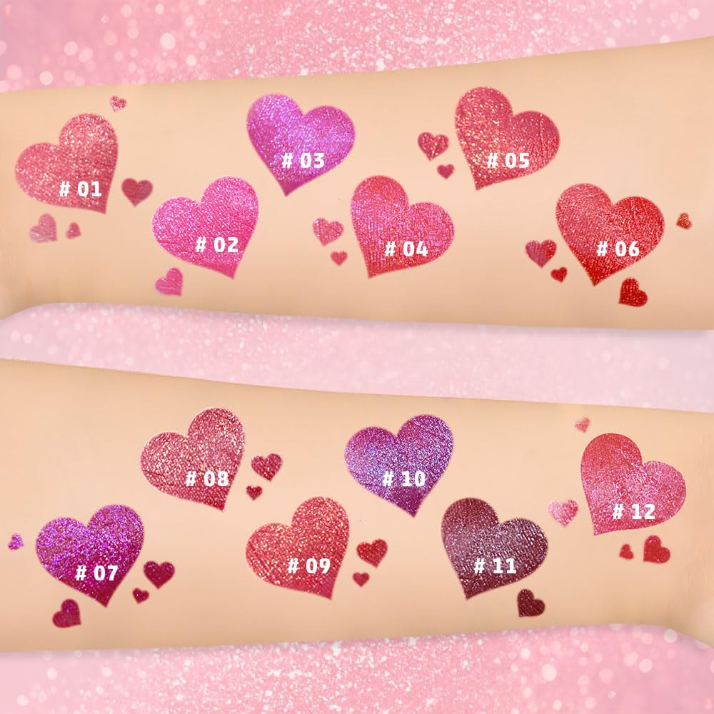 Purple Metallic Lipstick for Women,Lightweight Glitter Sparkling Liquid Lipsticks,Shimmer Lip Gloss Stain Long Lasting Waterproof Smudge Proof Non-Drying 24 Hour Full Coverage Lip Makeup,Vegan-Velvo Beauty