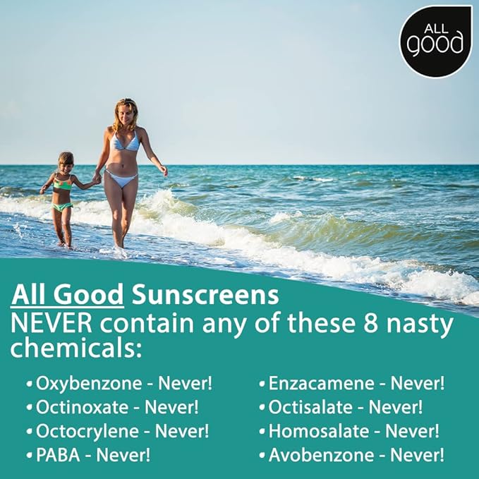 All Good Baby & Kids Mineral Sunscreen Butter Stick for Face, Nose, Ears - UVA/UVB Broad Spectrum SPF 50, Coral Reef Friendly, Water Resistant, Zinc Oxide, Vitamin E (2.75 oz)(2-Pack)-Velvo Beauty