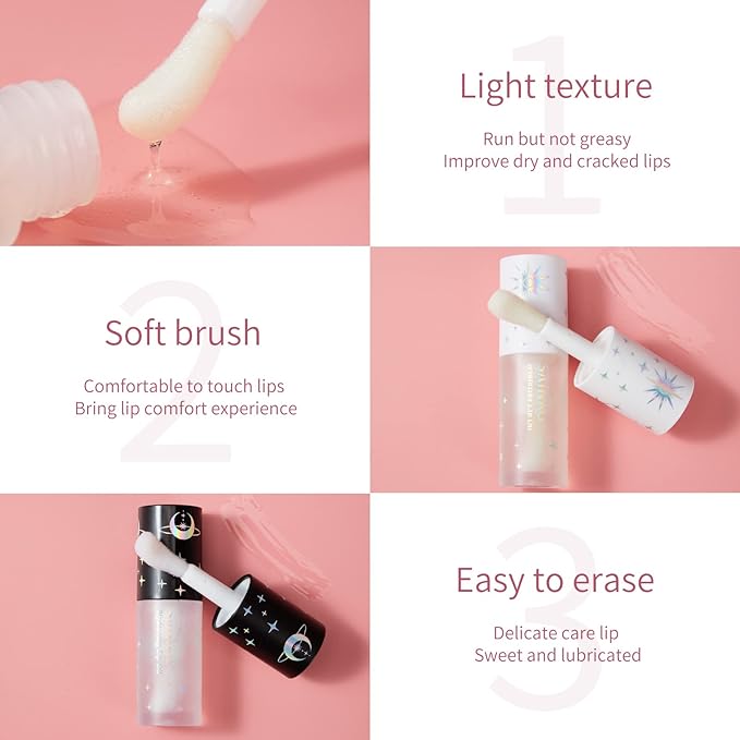 DAY&NIGHT LIP OIL SET, Natural Coconut Lip Plumper & Coffee Lip Care Serum,Hydrating Lip Plumper Gloss (3ml*2)-Velvo Beauty