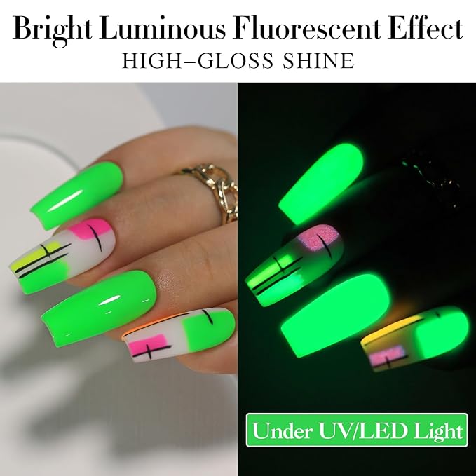 Double Rhythm Translucent Gel Polish Sheer Neutral Natural Light Milky Same Color Same Bottle 15ML Jelly UV Nail Polish Nail Art DIY at Home (Neon Glow Green-A1421)-Velvo Beauty