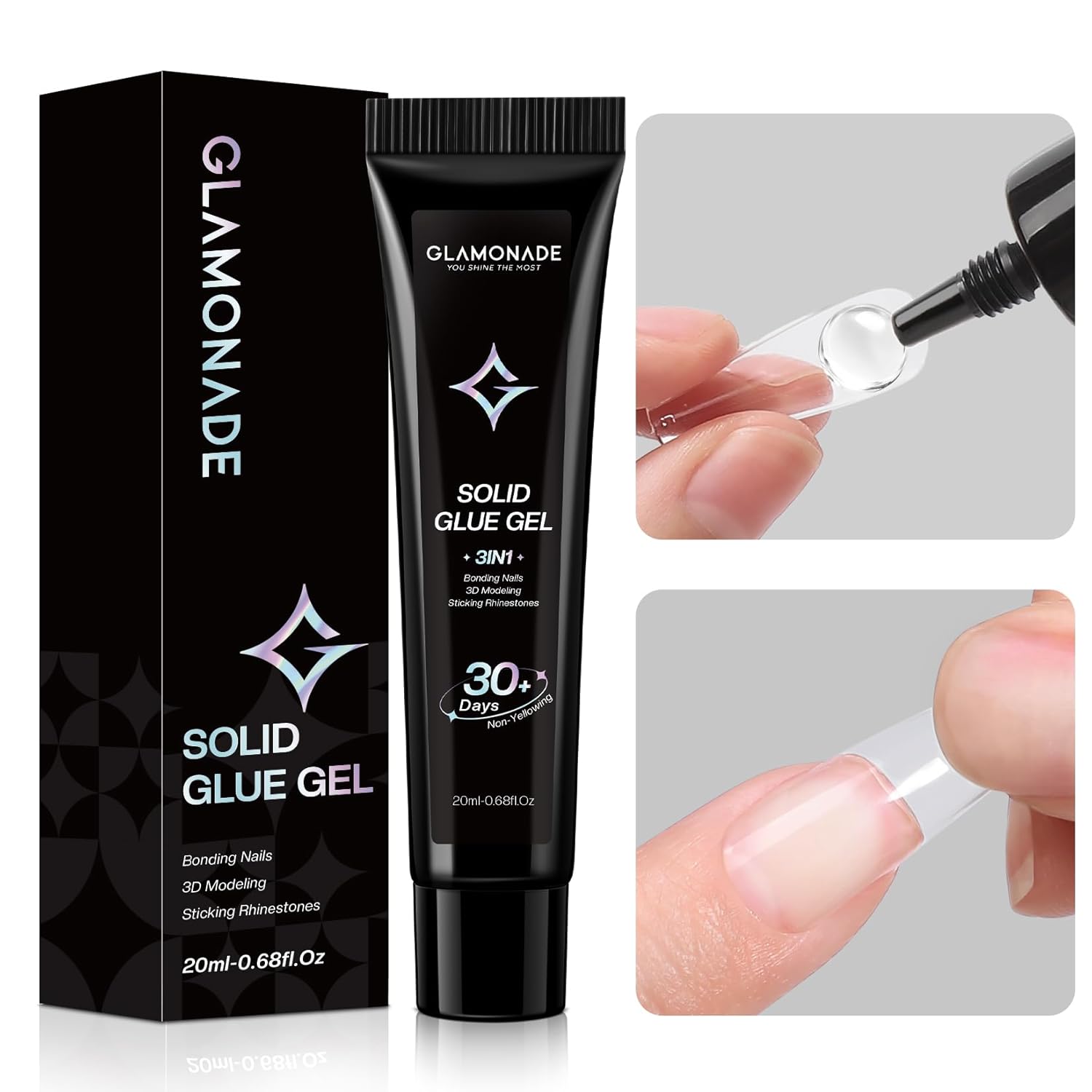 Soft Solid Nail Glue Gel: Clear Nail Gel for Press on Fake Nails Tips 20g for UV Cure Light Acrylic Builder Adhesive Gel Extension Strong Supplies-Velvo Beauty