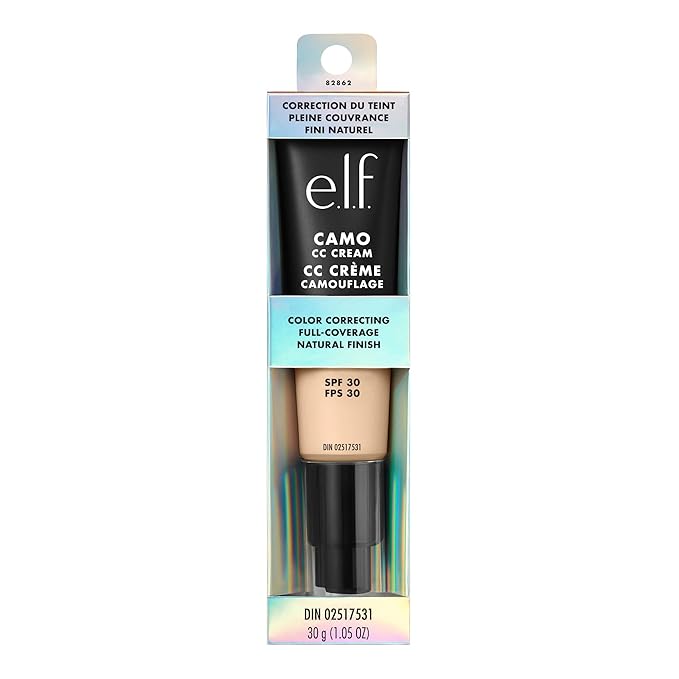 e.l.f. Camo CC Cream, SPF 30 Color-Correcting Medium-To-Full Coverage Face Foundation, Delivers An Airbrushed Finish, Vegan & Cruelty-Free, Fair 100 W-Velvo Beauty