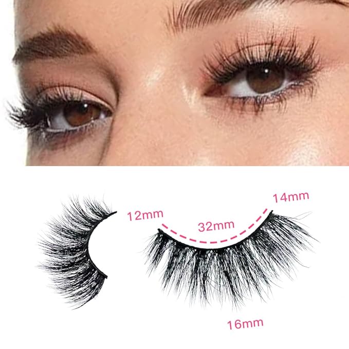 False Eyelashes 48 Pairs Faux Mink Lashes 14mm Wispy Lashes 3D Fluffy Cat Eye Lashes Pack Bulk Wholesale Strip Lashes(style 48-032)-Velvo Beauty