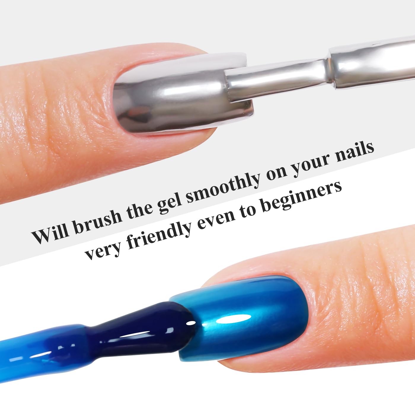 Imtiti Metallic Gel Nail Polish Set, 2 Pcs 10ml Chrome Mirror Shine GEl POlish & Sky Blue Jelly GEL Soak Off UV LED Spring Summer Art Manicure Salon DIY Design Kit-Velvo Beauty