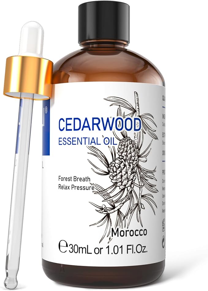 HIQILI 1 Fl Oz Cedarwood Essential Oil, Pure Natural Cedarwood Oil for Hair, Diffuser, Aromatherapy - 30ML-Velvo Beauty