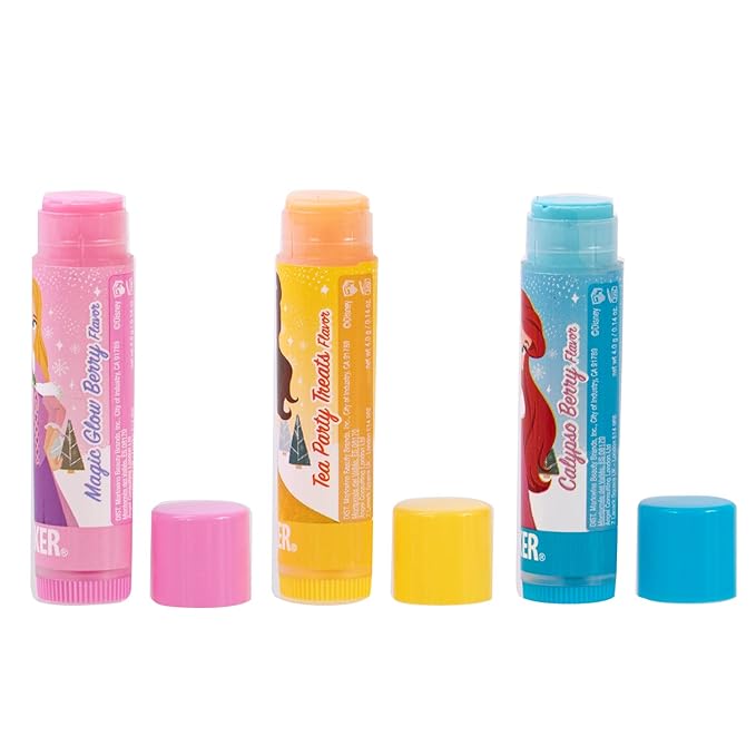 Lip Smacker Disney Princess Lip Balm Tin Trio Rapunzel, Belle, Ariel-Velvo Beauty