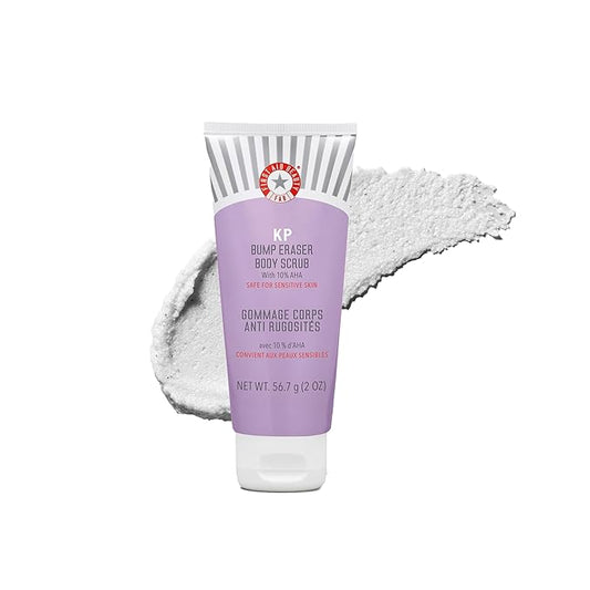 First Aid Beauty - KP Bump Eraser Body Scrub with 10% AHA, Keratosis Pilaris Skin Exfoliator with Glycolic and Lactic acids, Helps Reduce Chicken Skin Bumps, Safe for Sensitive Skin, 2 oz-Velvo Beauty