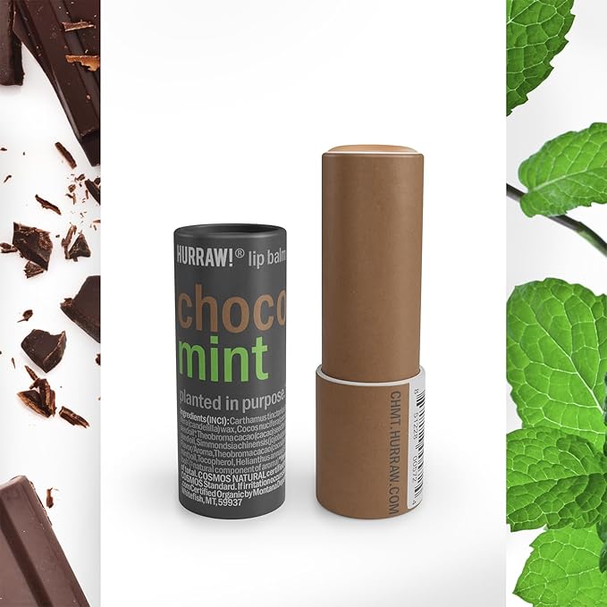 Hurraw! Chocolate & Mint Lip Balm, 3 Pack: Plastic-Free with new cardboard push-up tube. Certified Organic, All Natural Origin, Vegan & Cruelty Free. Gluten, Bee, Shea, Soy & Palm Free. Made in USA-Velvo Beauty