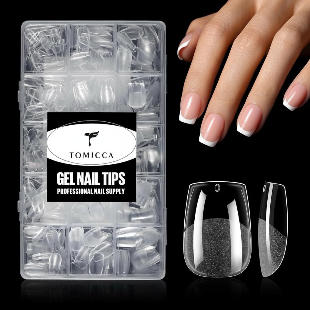 TOMICCA Extra Short Coffin Nail Tips Acrylic Nails 240Pcs Acrylic Nail Kit Pre-shape Full Cover Clear Nails For Nail Extension Home DIY Salon 15 Sizes Gel Nails-Velvo Beauty