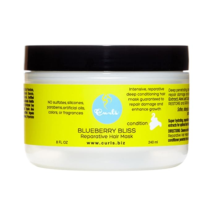 Curls Blueberry Bliss Reparative Hair Mask - 8 fl oz, Deep Conditioning, Repair, Protect, Restore, Detangle and Moisturize, For All Types-Velvo Beauty