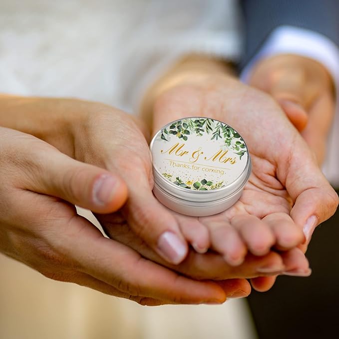 40 Pieces Bridal Shower Lip Balm Bulk Wedding Favors Lip Balms Mr and Mrs Thanks for Coming Wedding Party Gift for Guest Girl Bride Women Travel Birthday, 0.34 Oz, White (Eucalyptus Style)-Velvo Beauty