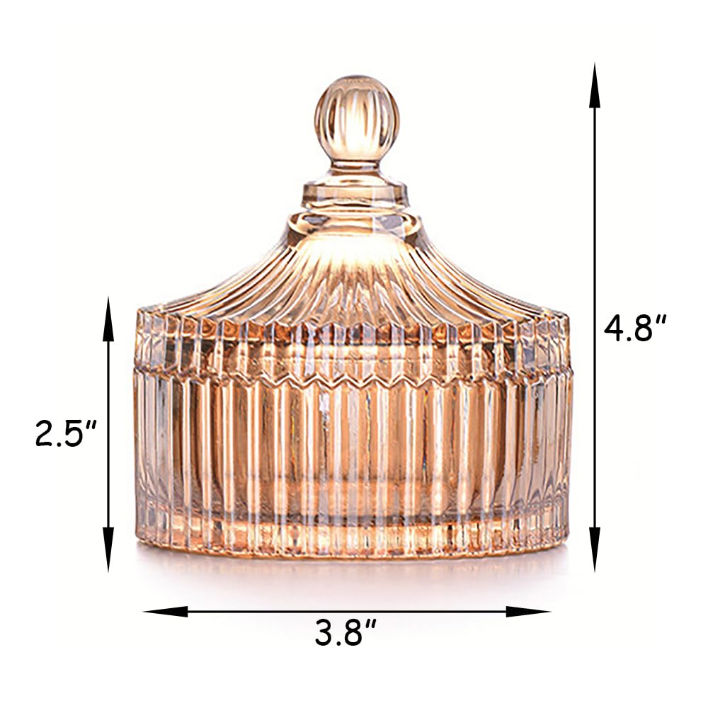 Ultra Soft Powder Puff and Container 3.3" High Density Velvet Dusting Washable Reusable Powder Puff,Body Powder Puff and Glass Jar Holder Loose Powder Box with Puff for Face Makeup(Amber)-Velvo Beauty