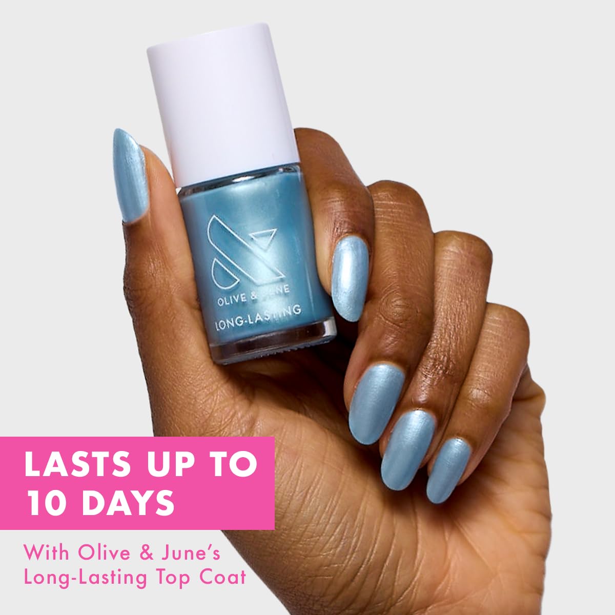Olive & June Long Lasting Nail Polish | Gel-Like Finish No Lamp Needed | Lasts up to 10 days | Salon-Quality at Home | 15-Free Vegan Cruelty-Free Chip-Resistant Shine |Same Day Next Year Shimmery Blue-Velvo Beauty