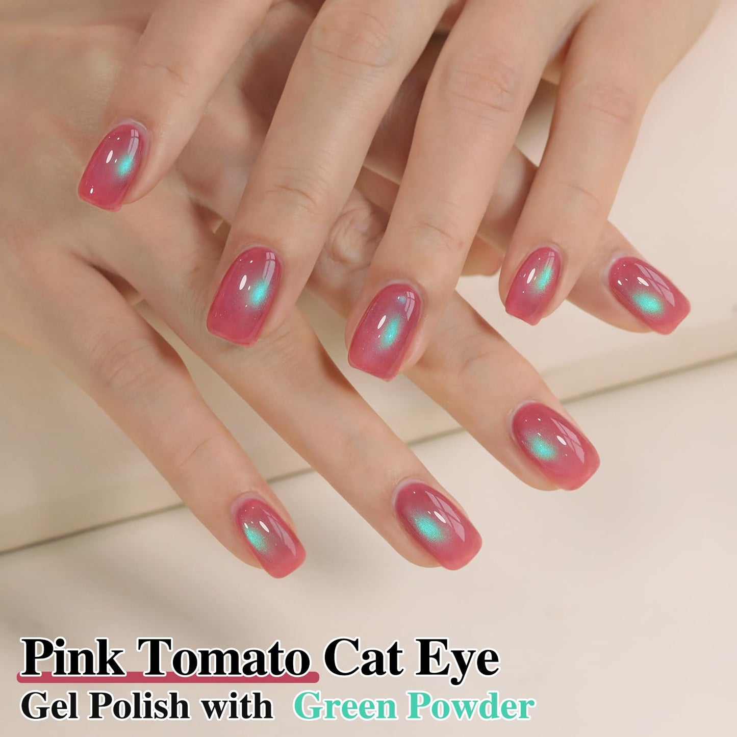 Double Rhythm Jelly Glass Cat Eye Gel Polish with Magnet 15ML Holographic Glitter Shimmer Translucent Sheer Color Magnetic Nail Polish Salon DIY at Home (Pink Teal-MC1267)-Velvo Beauty