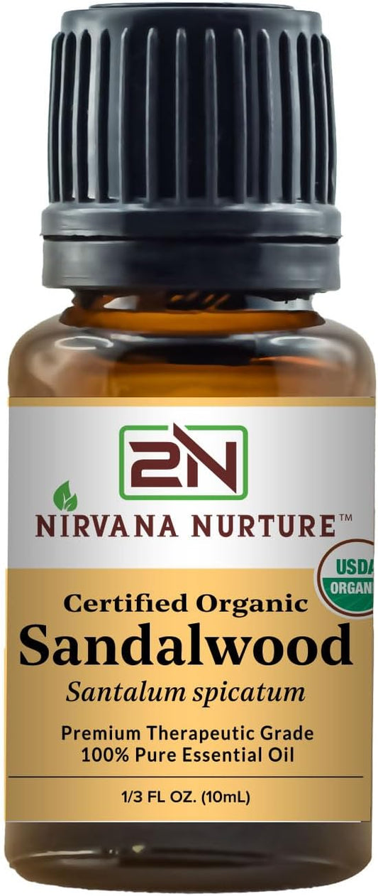 Sandalwood Essential Oil USDA Certified Organic 100% Pure Premium Therapeutic Grade, Undiluted - Aromatherapy Diffuser for Calm and Relaxation, Skin Care, Hair Care-Velvo Beauty